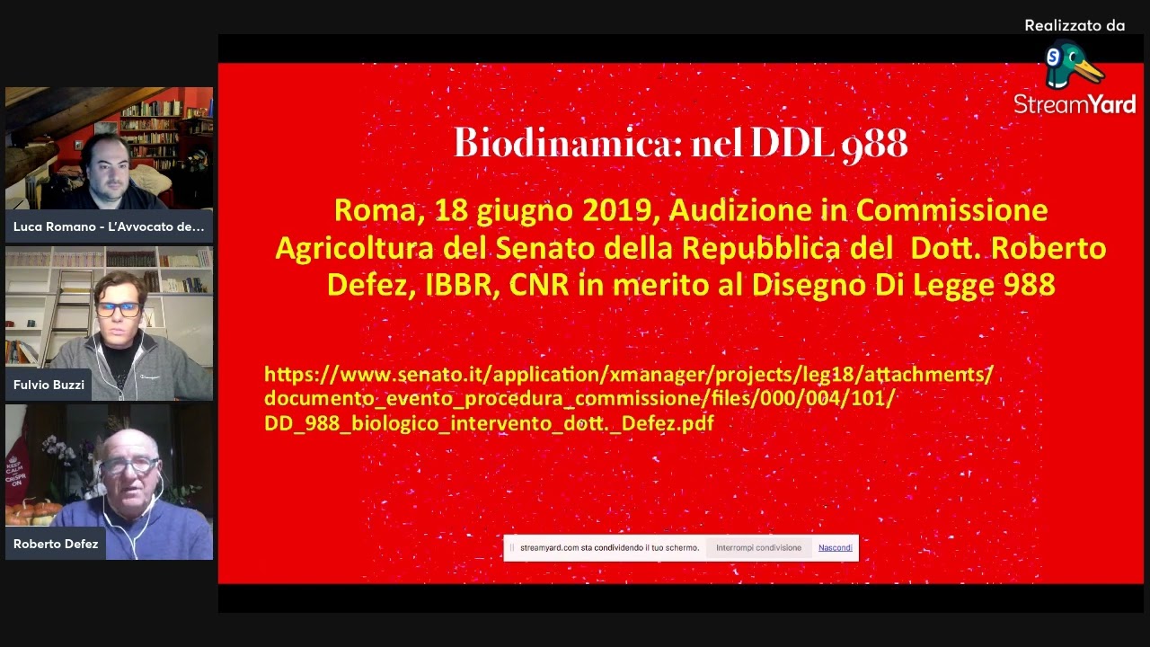 Live con Roberto Defez (CNR): biodinamico, OGM, xylella e altri falsi miti dell'agricoltura e dell'a
