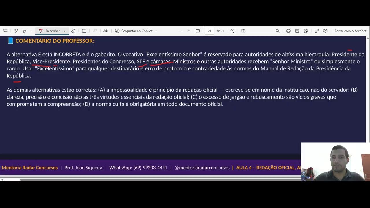 4ª REVISÃO DE VESPERA - SECRETARIADO  | SEDUC-RO 2026 – QUESTÕES IBADE DE 31 A 40
