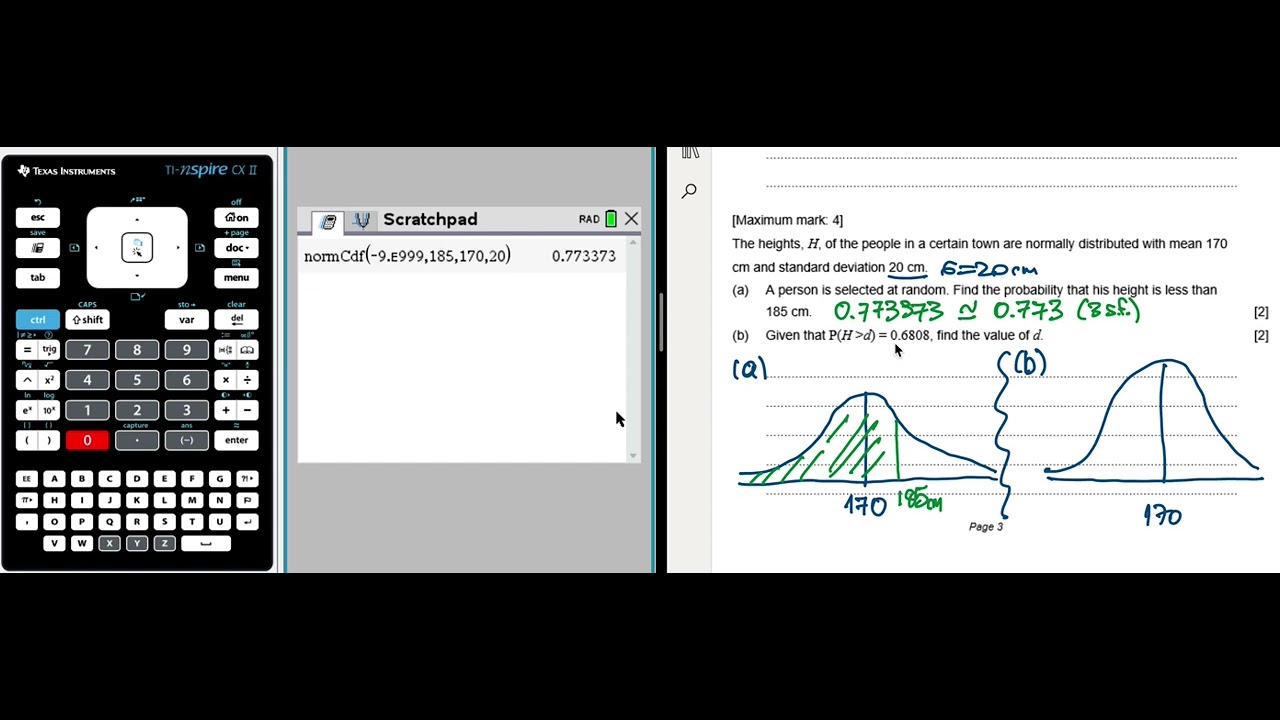 IB Math Normal Distribution and inverse Normal function with Ti-nspire