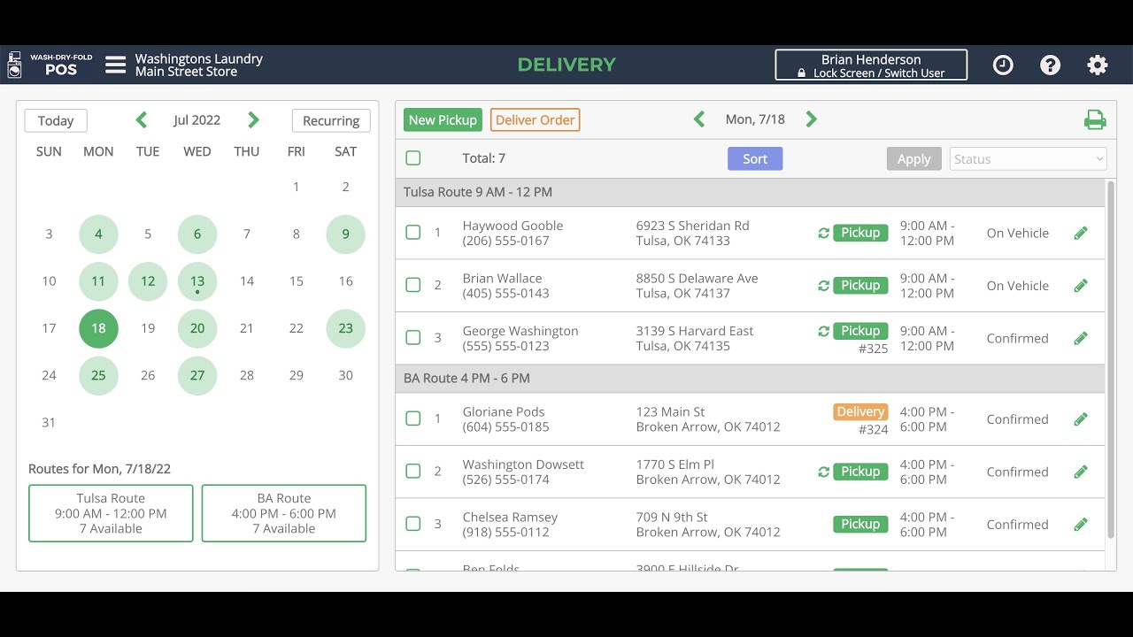 Wash-Dry-Fold POS | Pickup & Delivery
