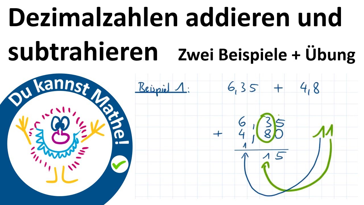 Dezimalzahlen addieren und subtrahieren, Rechnen mit Dezimalzahlen #1