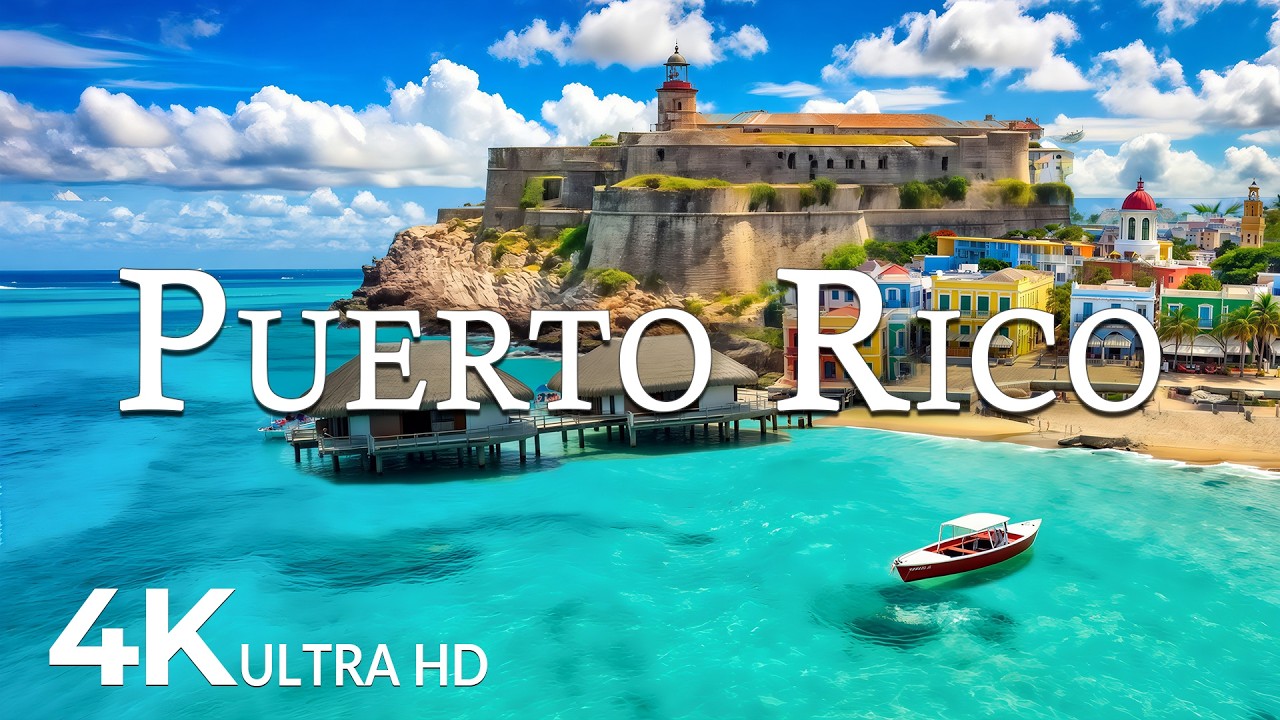 FLYING OVER PUERTO RICO (4K UHD) &ndash; Soothing Music Along With Beautiful Nature Video - 4K Video UHD