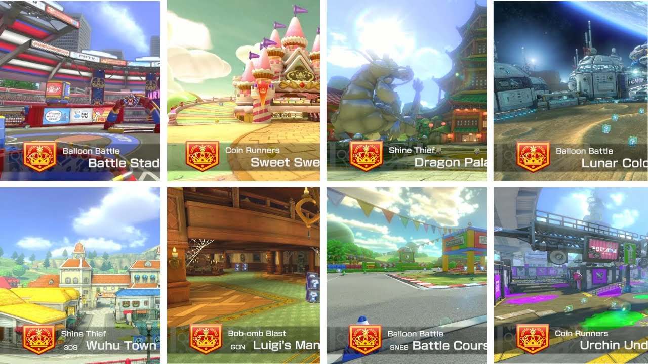 Mario Kart 8 Deluxe - All Battle Mode Tracks - (2 Players)