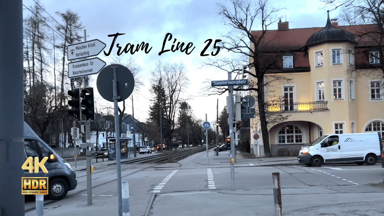Walking in Munich along Tram Line 25 Pt. 2 - Bavariafilmplatz to Klinikum Harlaching - 4K HDR