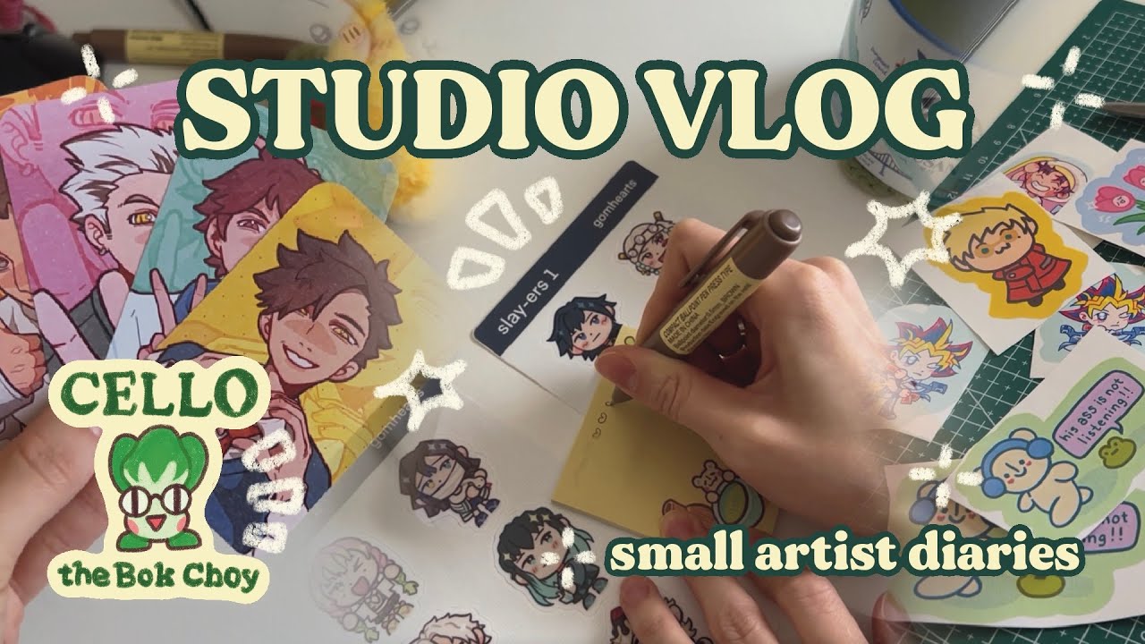 Studio Vlog 🥬✨ first ever video | talking, drawing, packing orders / managing my storefront