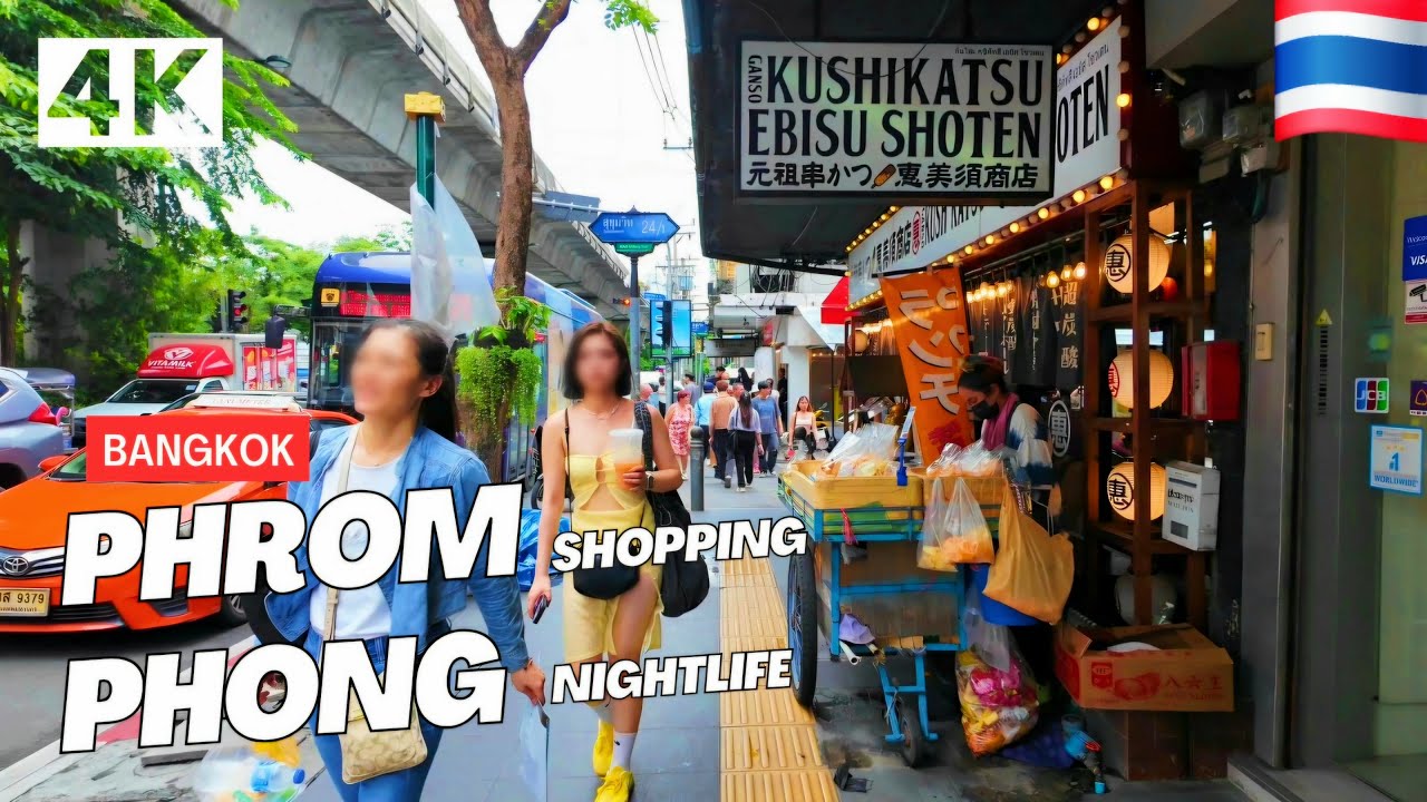 [4K] Phrom Phong in Bangkok 🇹🇭 Walking Tour (ASMR - Binaural City Sound)