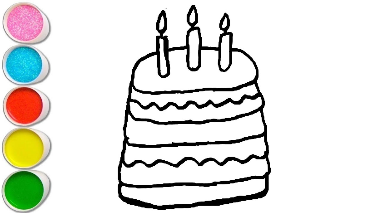 Cute Cake Drawing, Painting and Coloring For Kids and Toddlers_ How to Draw Cake_