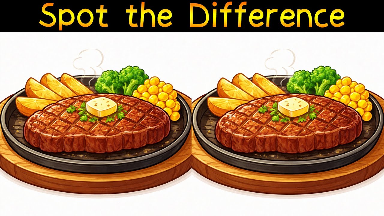 Spot the Difference with steak and other food illustrations