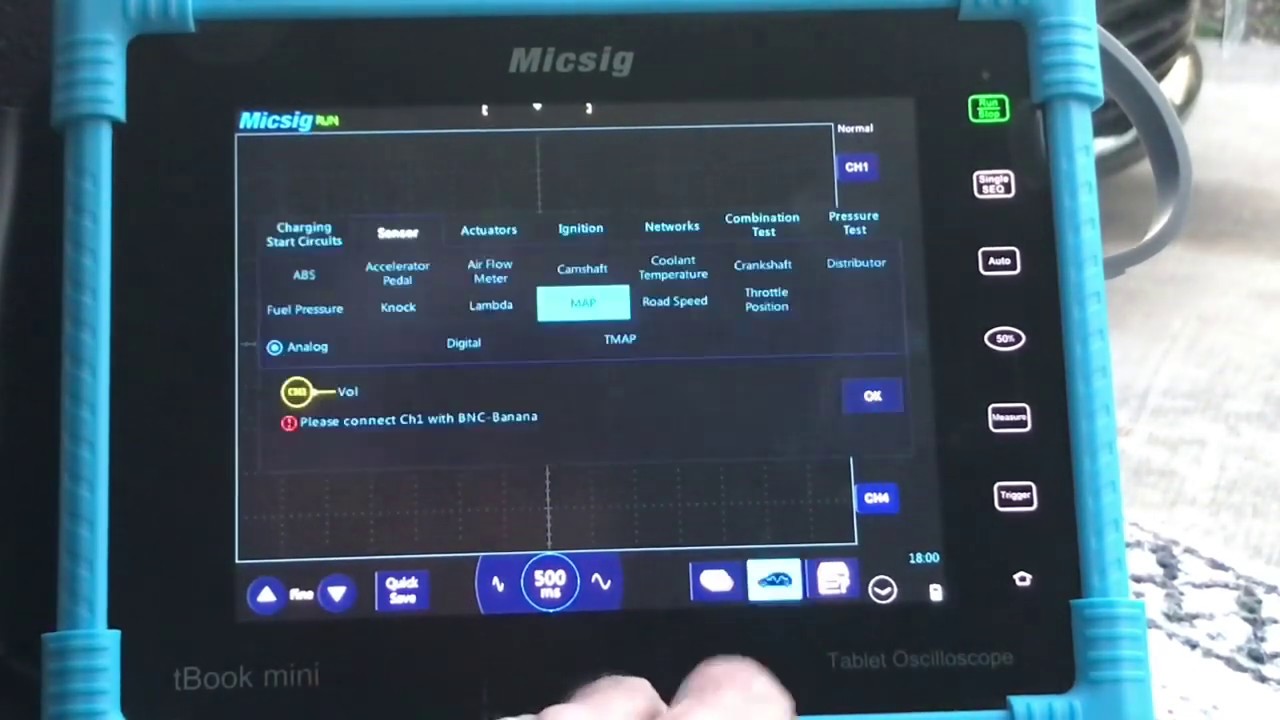 Using the MicSig ATO1104 to look at a map sensor on 07 Mazda 3 2.3l