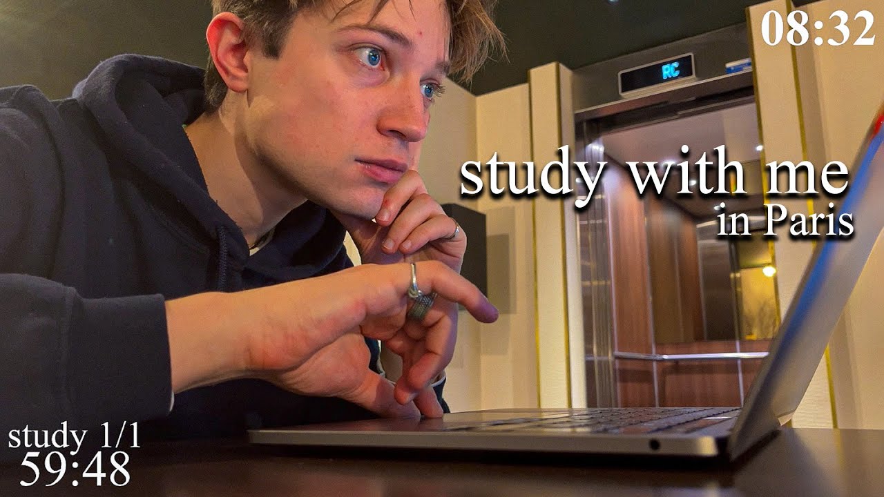 LIVE-SPECIAL | 1-HOUR study with me IN PARIS 📚⛈️ rain & thunder sounds