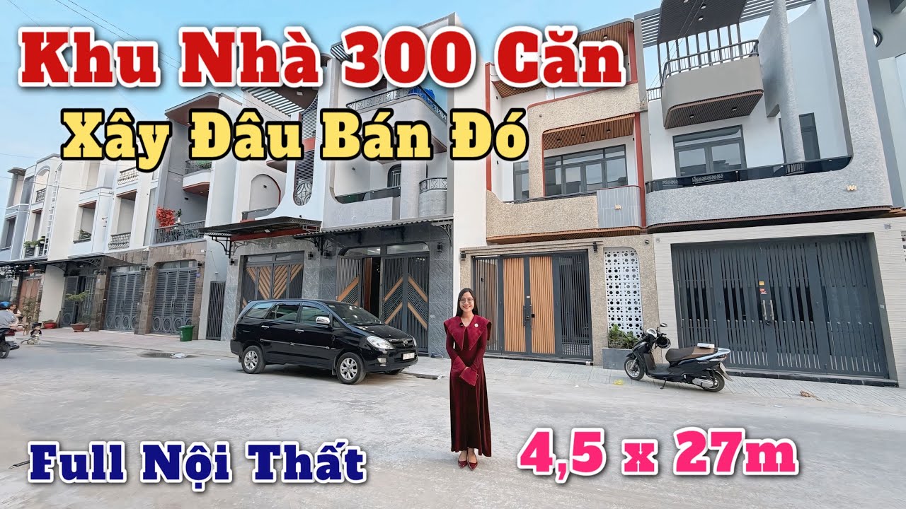 KHU DÂN CƯ 300 CĂN NHÀ PHỐ XÂY ĐÂU BÁN ĐÓ😮 Nhà xây hết đất tặng full nội thất đường nhựa ô tô 8m