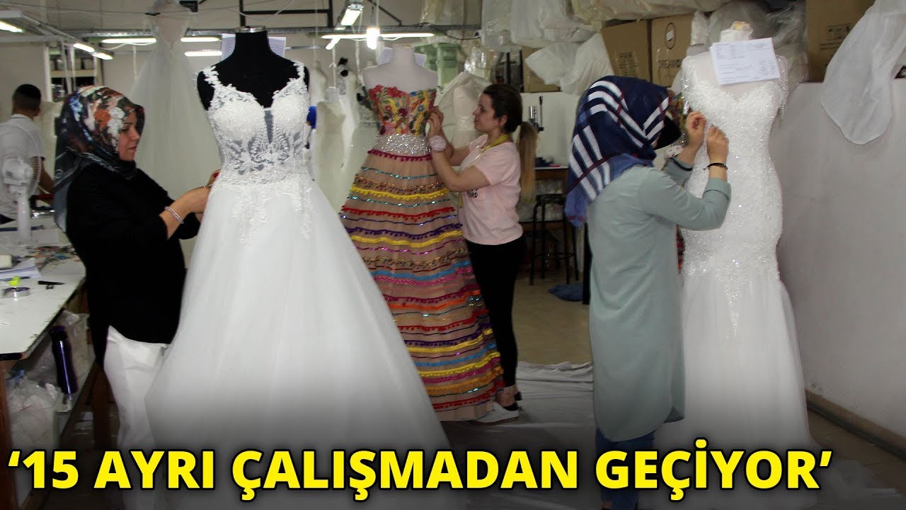 Birkaç saat giyilen gelinlikler için iki ay emek veriliyor