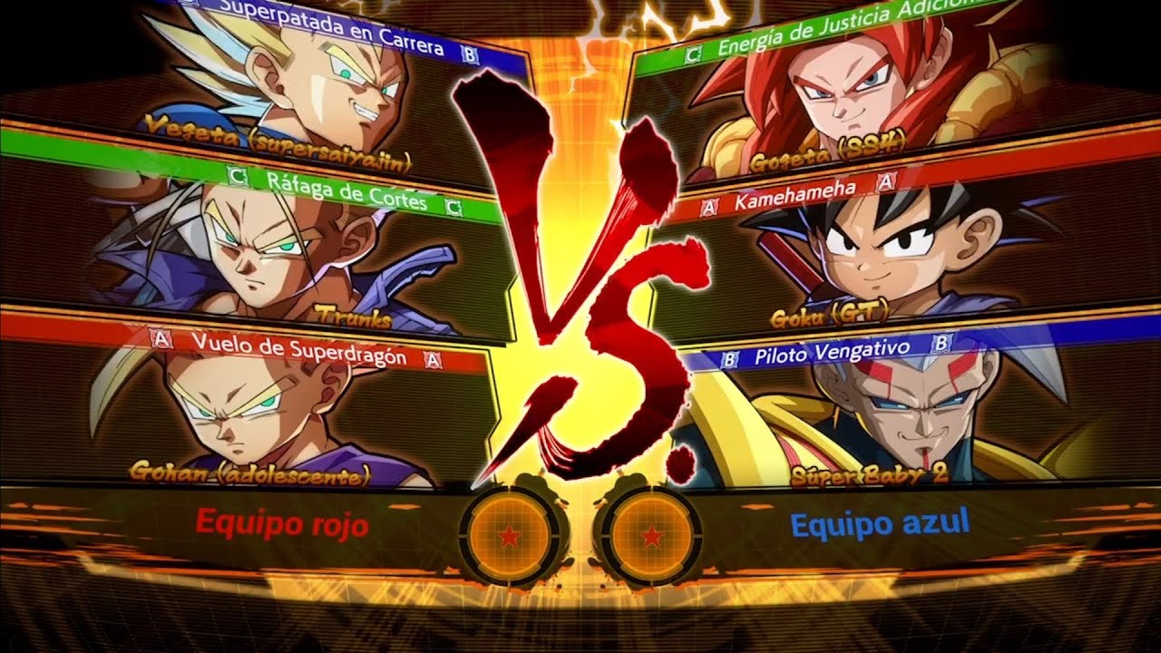 Vegeta Supersai y Trunks y Gohan Adolescente Vs Gogeta(SS4) y Goku(GT) y Súper Baby 2 Dragon Ball 