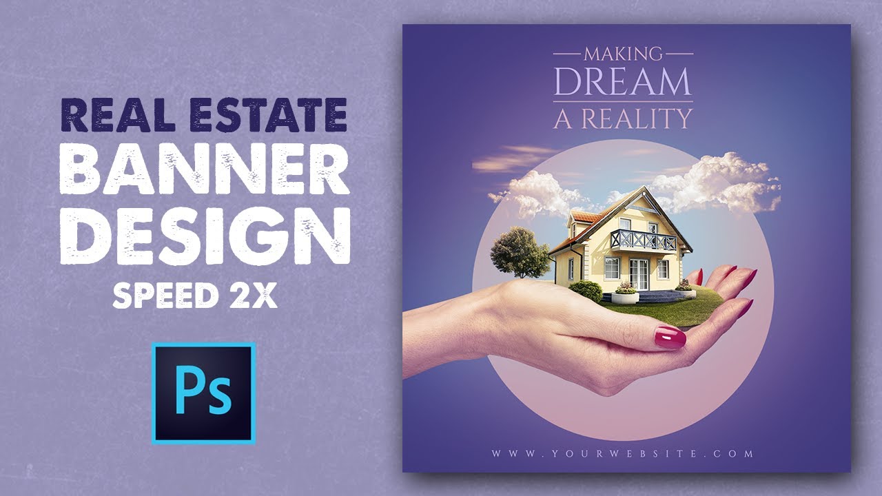 How to Design Real Estate Banner for Social Media in Photoshop (Speed Art)