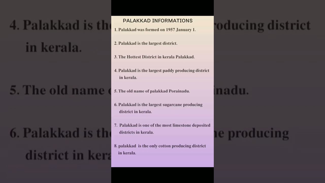 Palakkad District Informations
