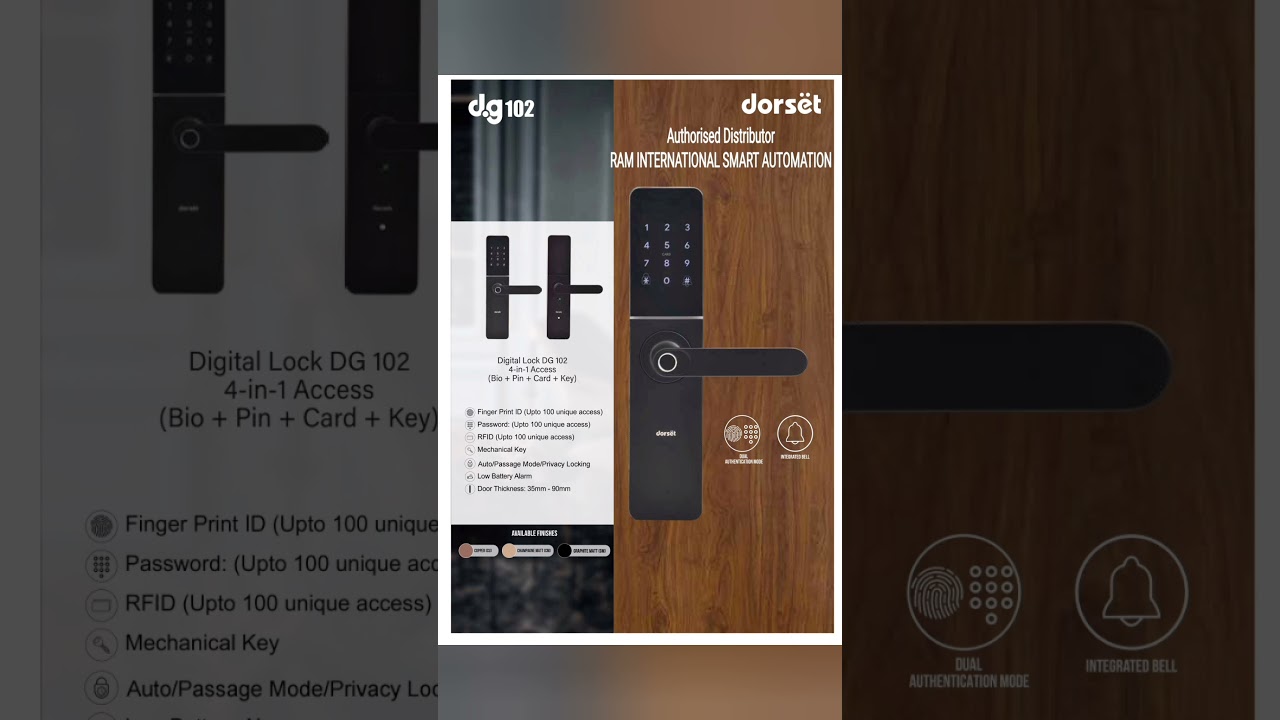 DORSET DIGITAL SMART DOOR LOCK DG102 - 