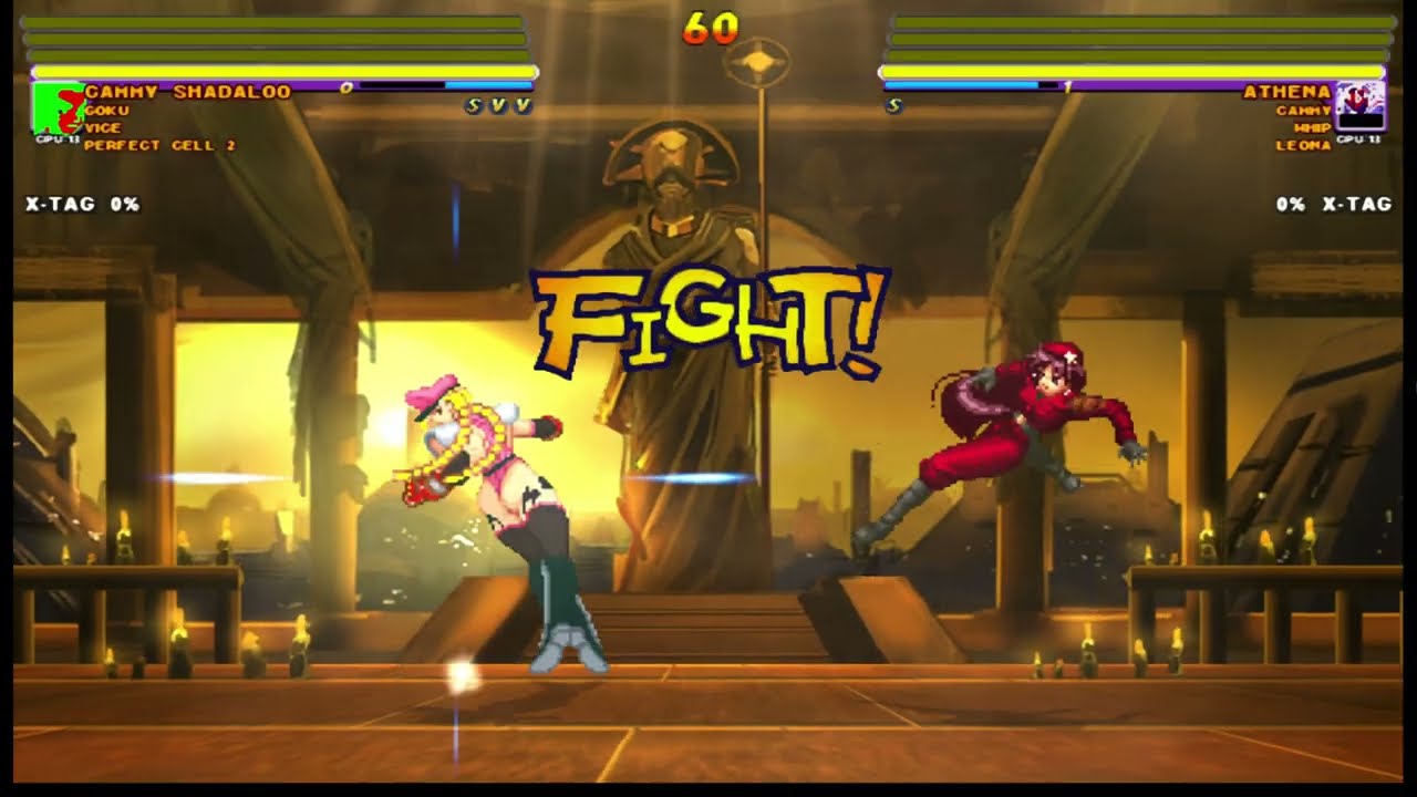 [4K] MUGEN: R, ETB – Cammy Shadaloo, Goku, Vice, Perfect Cell 2 vs Athena, Cammy, Whip, Leona