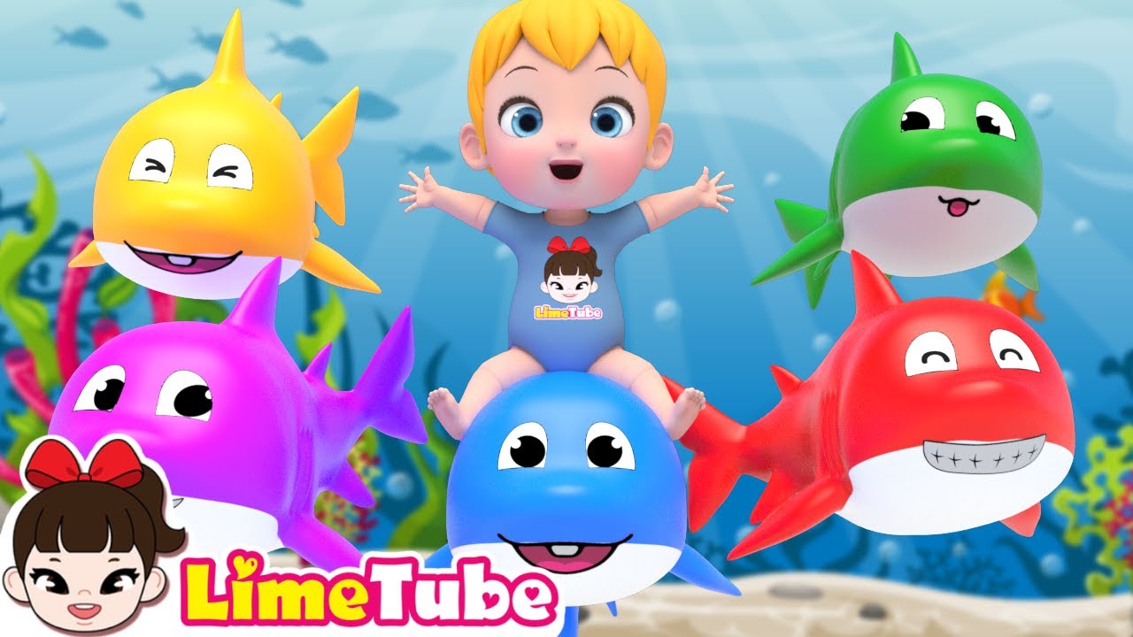 Baby Shark & Five Little Monkeys Jumping On The Bed | Learn Sing A Song | Lime Doodles