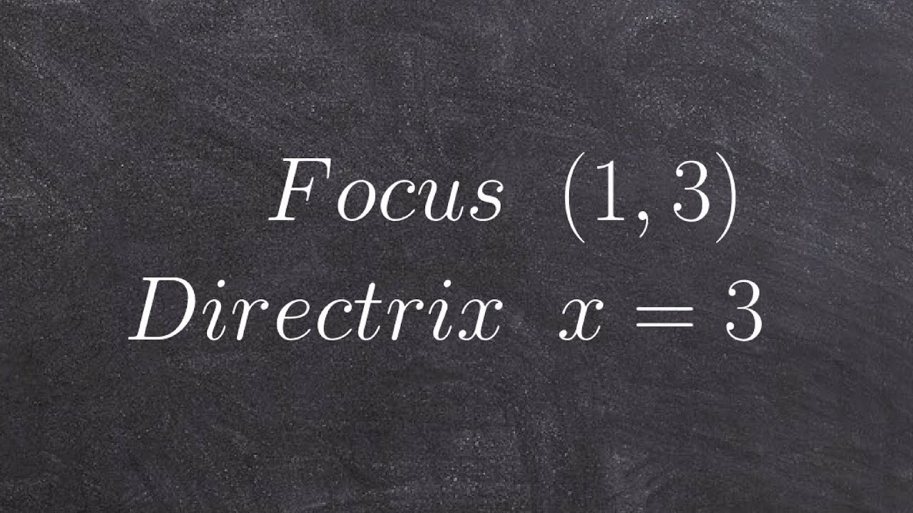 Given the focus and directrix write the equation of a parabola
