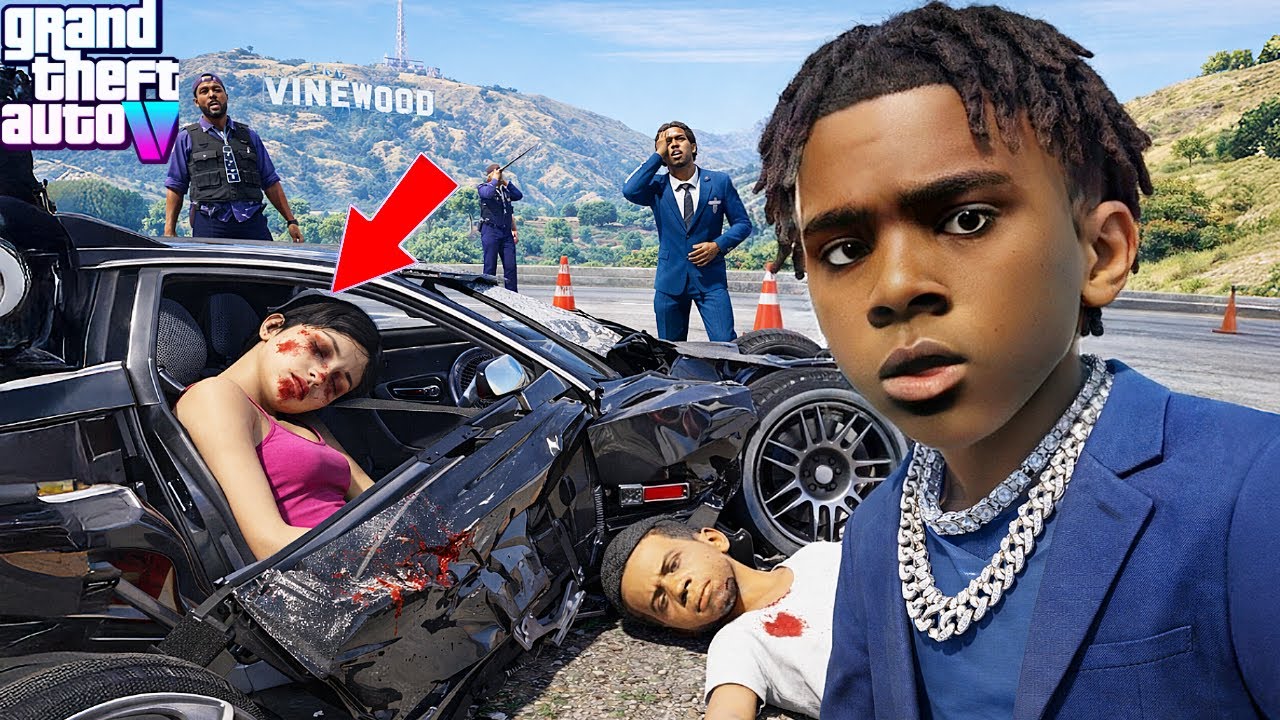 😢👶🏽💔 Kid Franklin’s Crush Got Into a Serious Car Crash 😢💔👶🏽GTA 5 Kid Franklin Real Life Mod S1 EP45