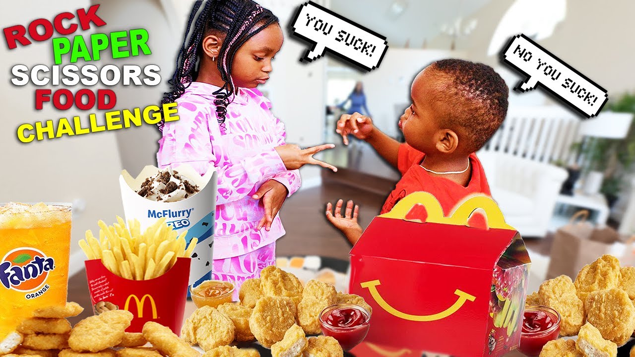 MCDONALD'S CHICKEN NUGGETS Камень Ножницы Бумага Еда Челлендж MUKBANG СИС ПРОТИВ БРАТАН КОРОЛЕВА