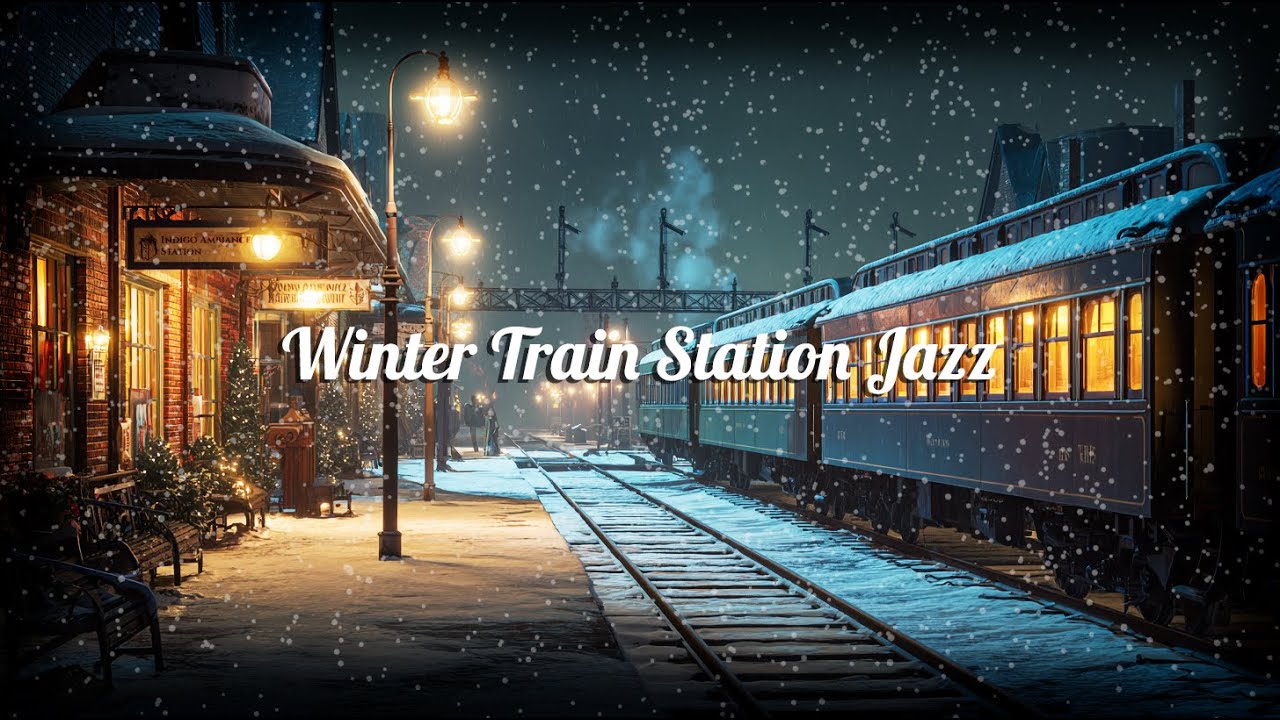 Quiet Winter Train Platform ❄️ 1950s Jazz & Nighttime Ambience