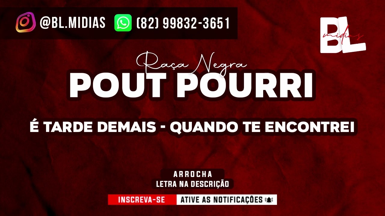 Karaokê Pout Pourri - É tarde demais / Quando te encontrei - Raça Negra (Playback Ritmo Arrocha)