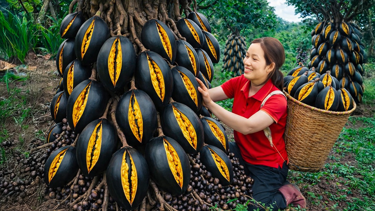 Harvesting Rare Dark Hybrid Mangoes—Sold Out at the Village Market | Traditional Mango Soup
