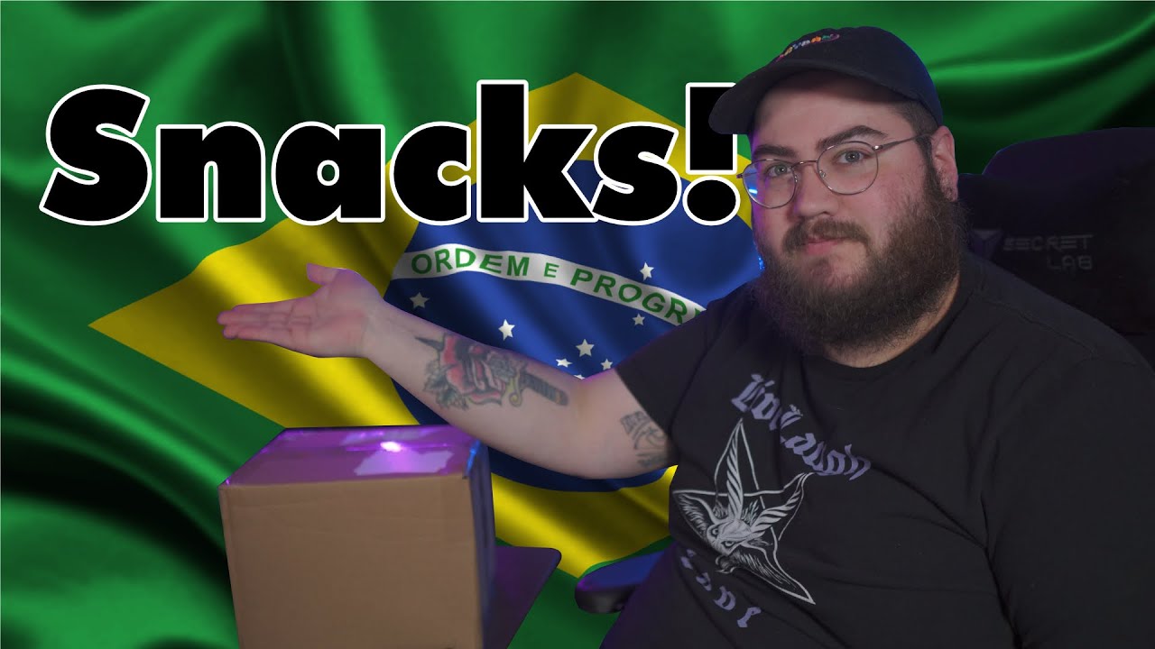 Trying Brazilian snacks with my wife!