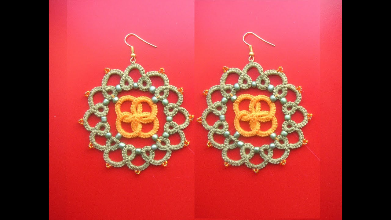 18' TUTORIAL FACILE ORECCHINI CHIACCHIERINO AD AGO CELTICO NEEDLE TATTING CELTIC Frivolitè фриволите