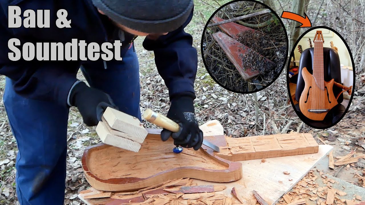 10-saitige DIY Gitarre aus einer alten Tischplatte