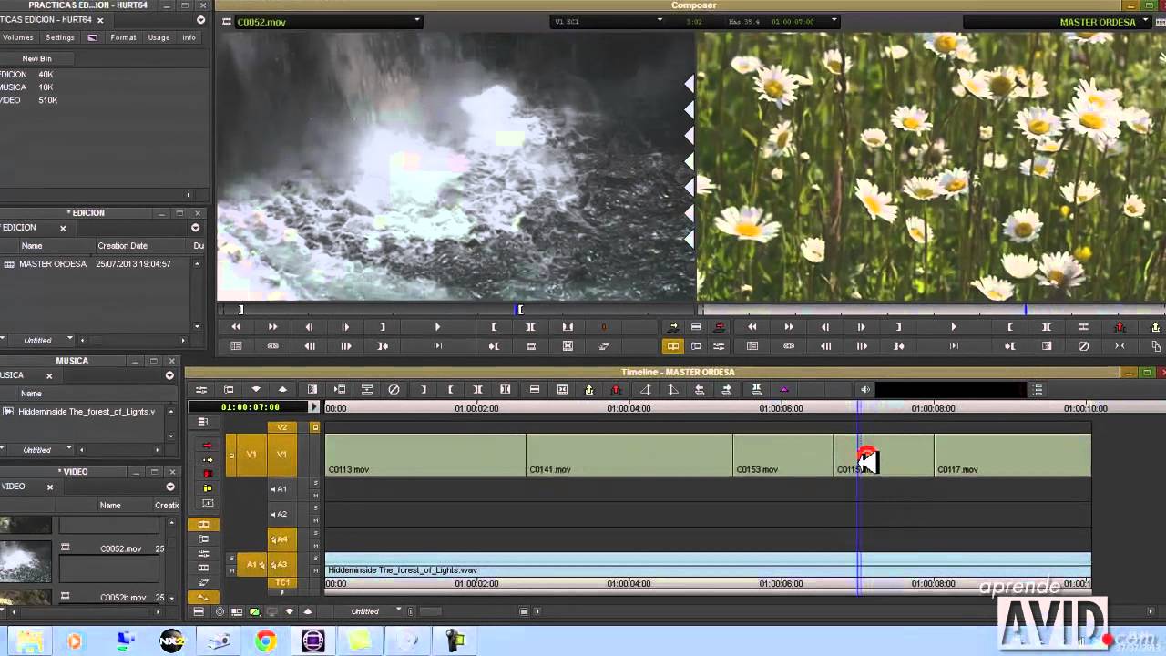Aprender a editar con Avid Media Composer  Capítulo 3, cortar, add edit, lift, extract.