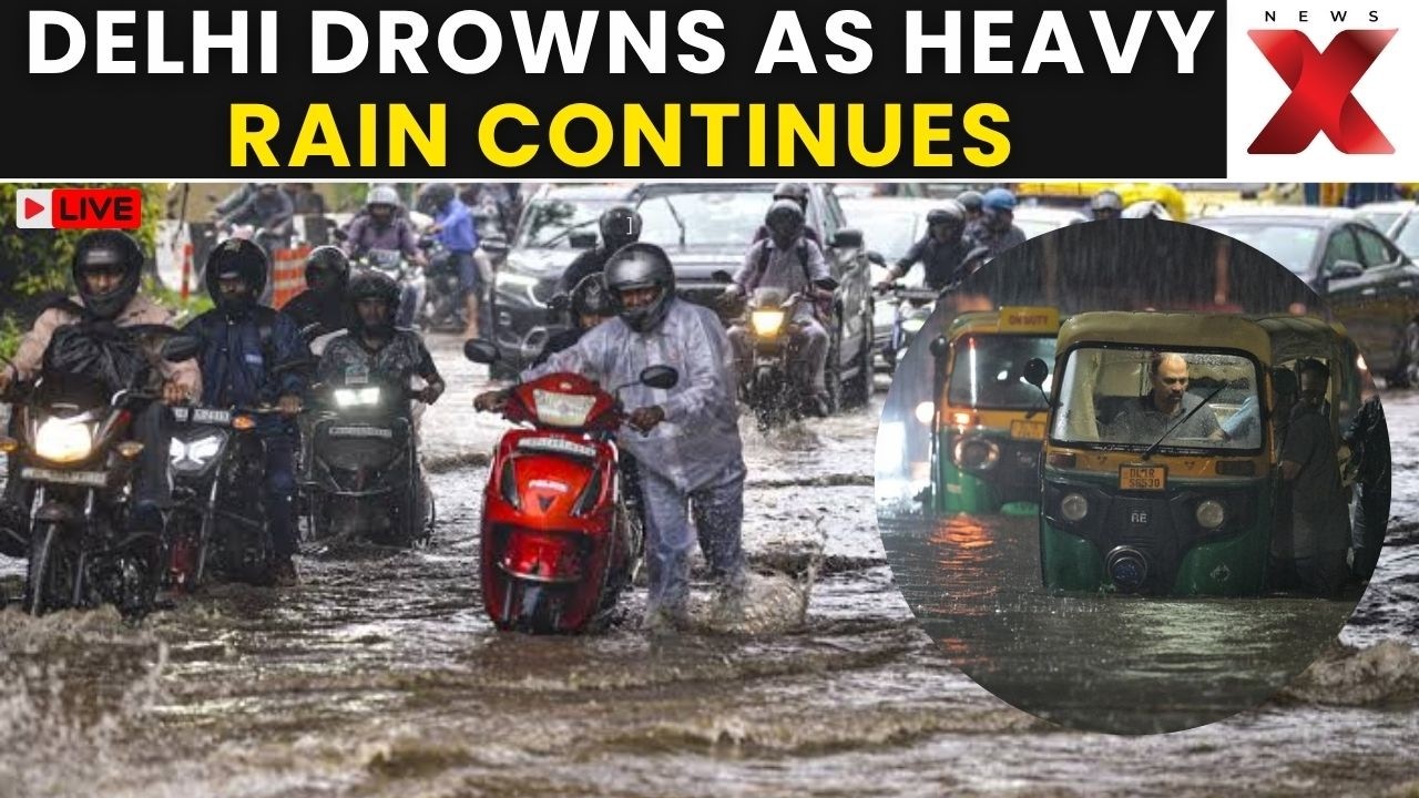 Delhi Rain LIVE: Red Alert Issued As Heavy Rain Triggers Waterlogging, Traffic Chaos | NewsX
