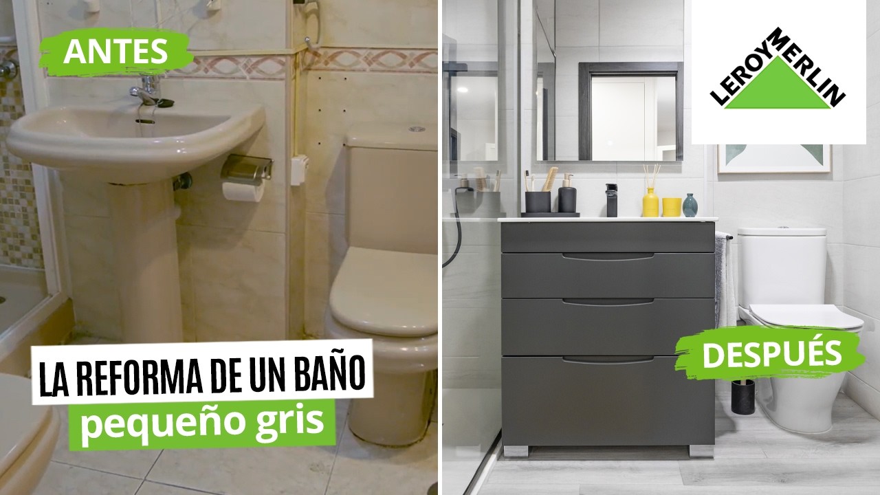 La reforma de un baño pequeño gris | LEROY MERLIN