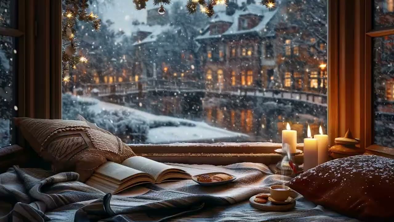 Silent Winter Room ❄️ Cozy Fireplace, Snowfall and Warm Light for Stress Relief and Sleep