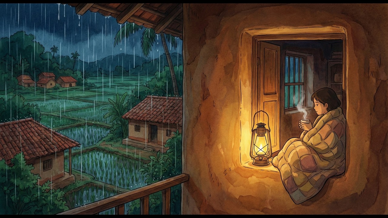 1 Hour of Falling Asleep to Rain Sounds in a Mud House | Desi Ghibli