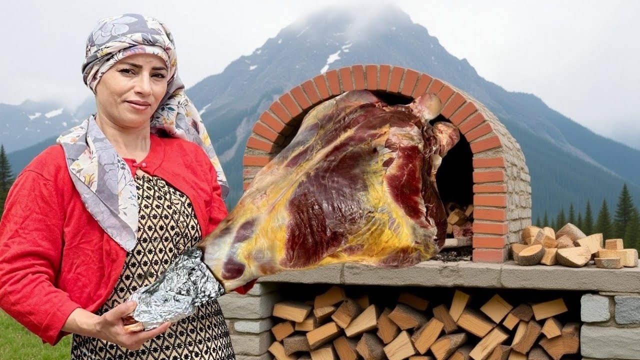 Whole Beef Leg Roasted in Clay Oven with Village Bread & Fire-Baked Potatoes