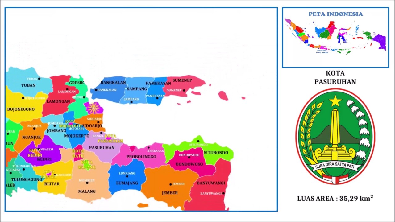 #15 Peta Indonesia, Provinsi  Jawa Timur (Kabupaten dan Kota)