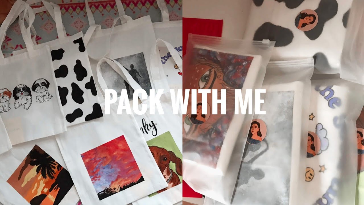 🎨 pack with me: handpainted totebag orders | small business
