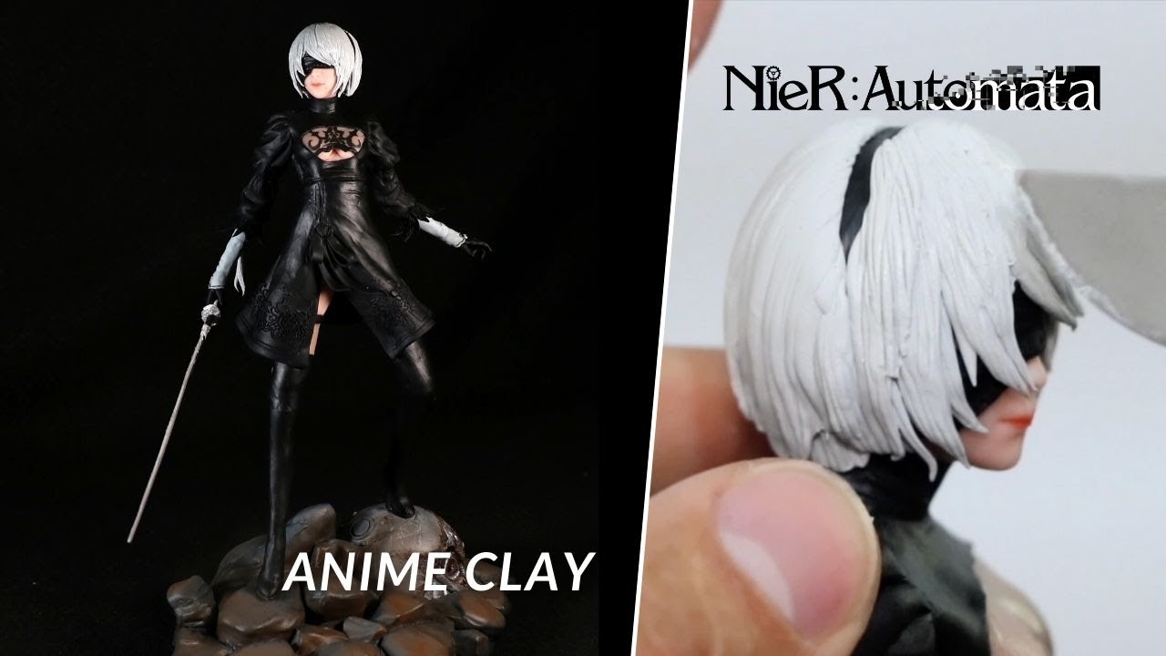 Sculpting 2B with polymer clay | NIER: AUTOMATA | 2B clay sculpture