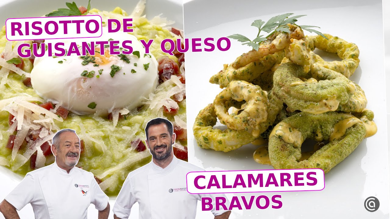 RISOTTO de guisantes con queso - CALAMARES con salsa brava // Joseba y Karlos Arguiñano