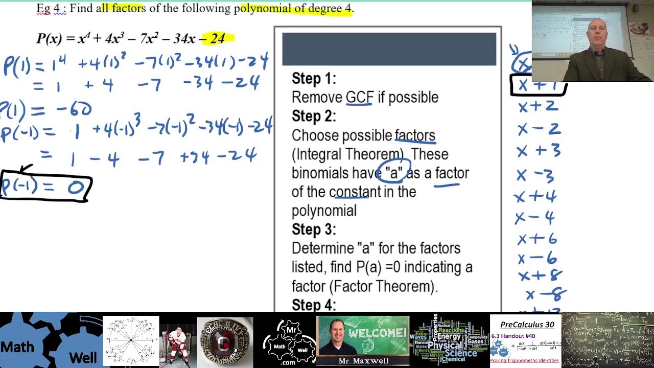 PC 30 3.3 Factor Theorem for Polynomials (MM Lesson)