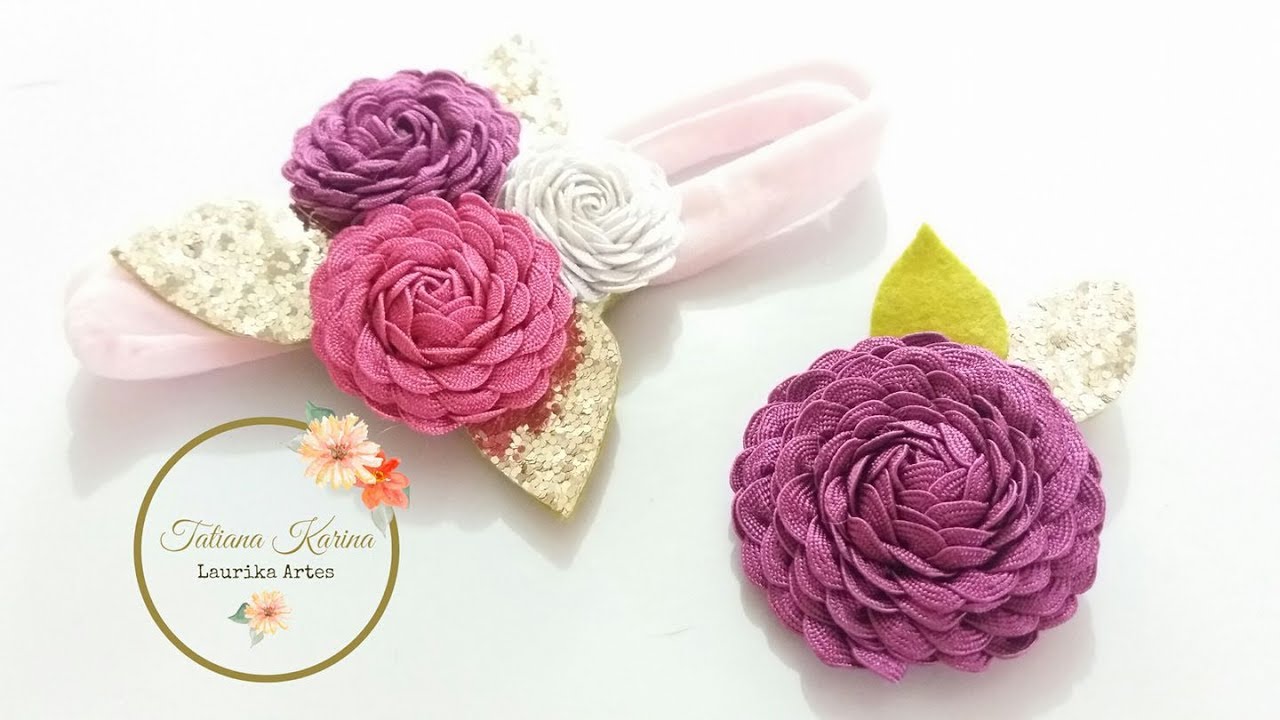 Flor de sianinha by  Tatiana Karina DIY/ Tutorial/Ribbon  Flower