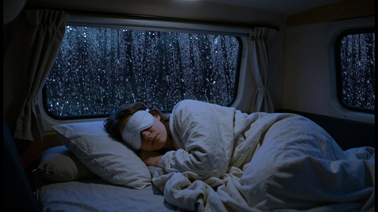 Intense Rainstorm on Car Roof | Dark Night Thunder Ambience for Peaceful Sleep