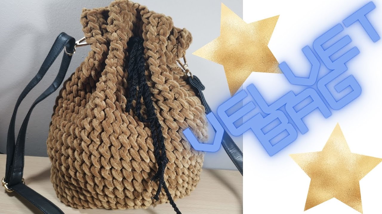 crochet velvet bag  /  crochet easy hadbag  / daily beautiful bag with velvet