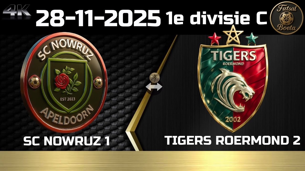 1e divisie C: SC NOWRUZ 1 - Tigers Roermond 2  (28-11-2025)