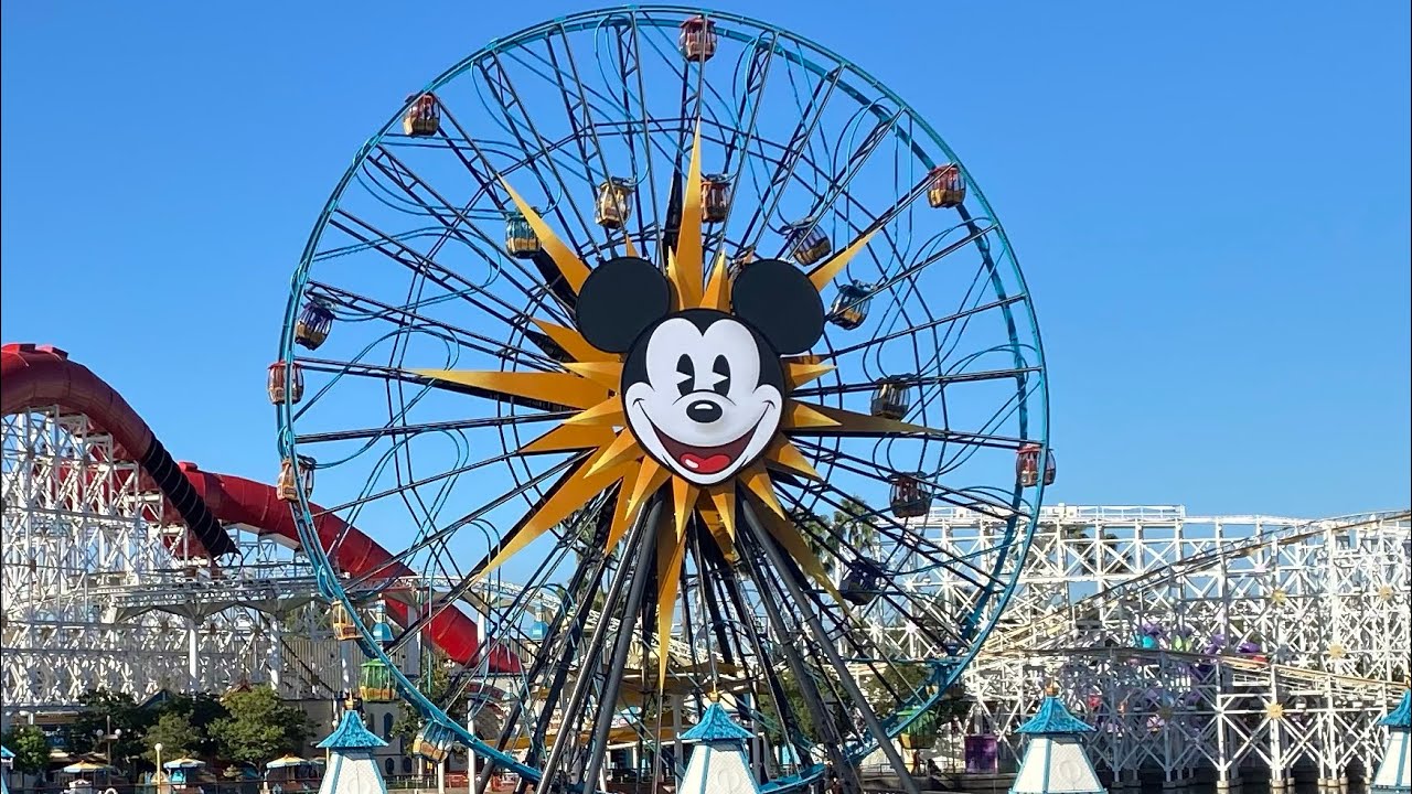 Pixar-Pal-A-Round Non Swinging Gondola Full & Complete ride at Disney California Adventure