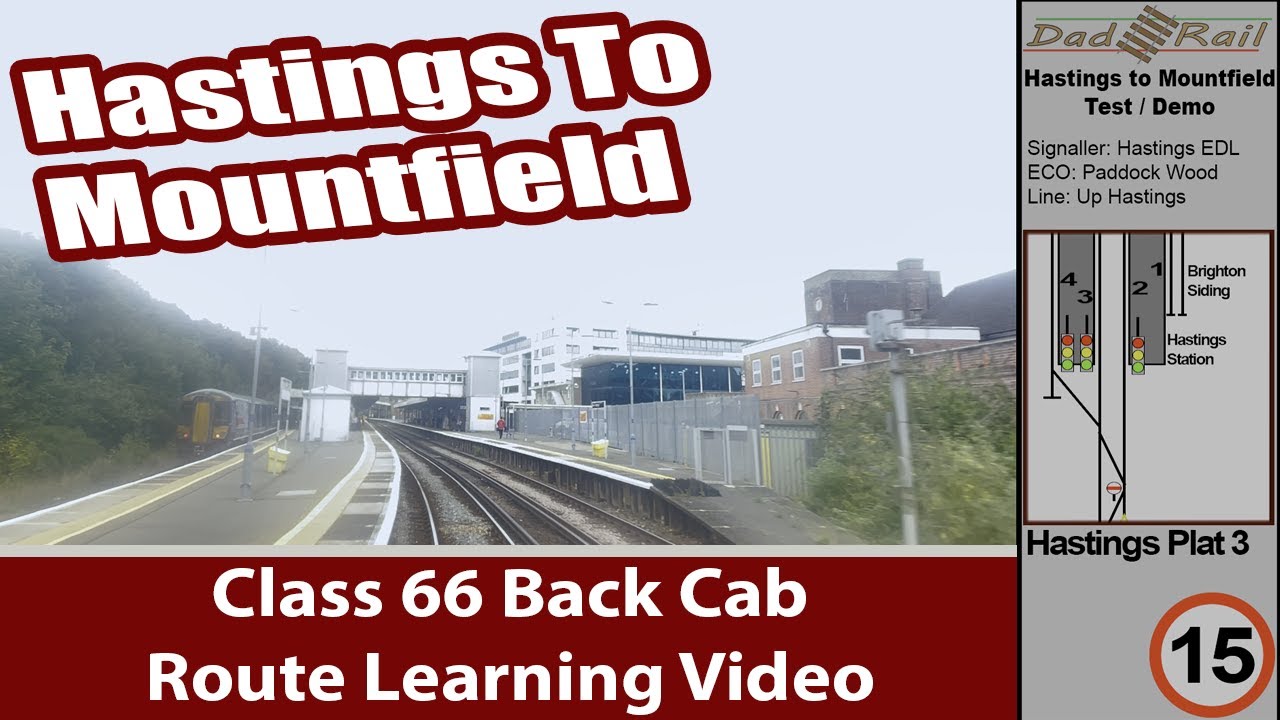 Train Driver Back Cab Ride. Class 66 Railway Route Learning Hastings to Mountfield With Map & Info