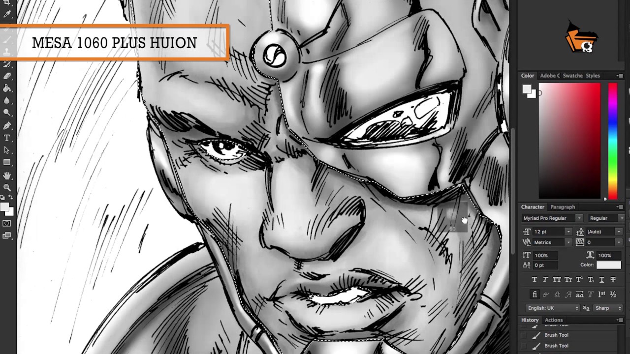 Pintura digital do Cyborg de Will Conrad por Aris Aguiar na Huion