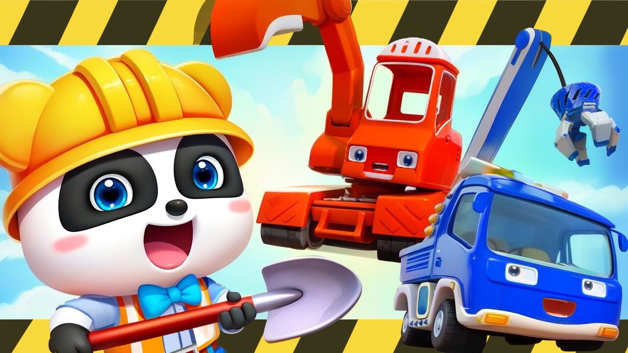 Excavator, Crane truck, Sprinkler truck | Construction Truck | Nursery Rhymes & Kids Songs | BabyBus